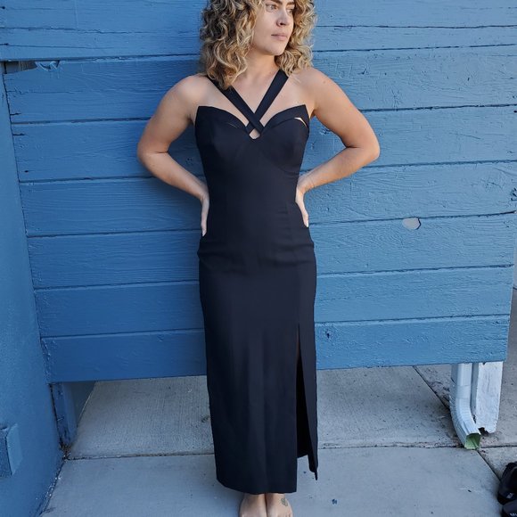 vintage 1990s black dress by Francais - Picture 3 of 9